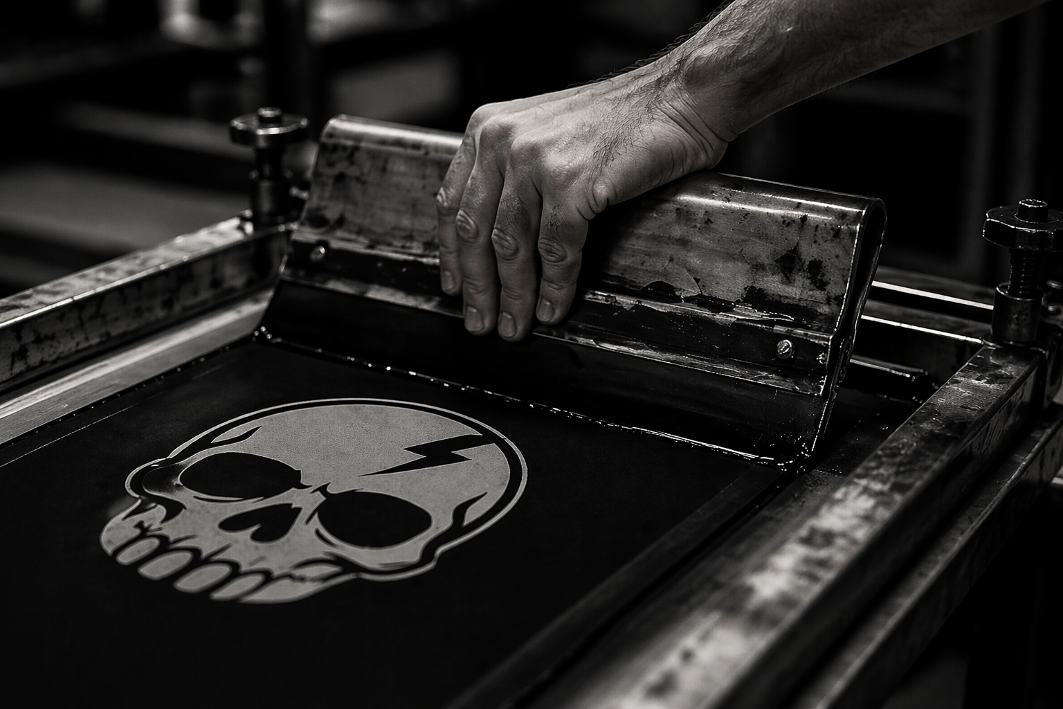 Screen printing in progress